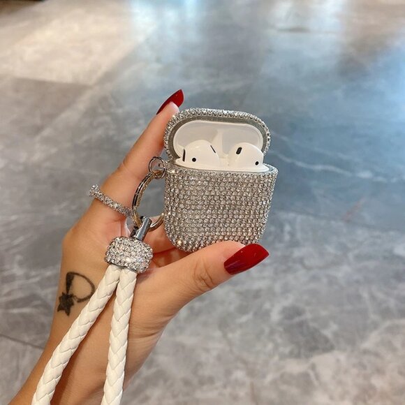 New Luxurious elegant Sparkly silicone case for iPhone Headphones airpods 1 or 2 - Picture 8 of 9